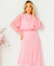 Conjunto de saia e blusa longa em chiffon rosa claro - Florah Brand