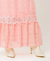Conjunto de saia e blusa longa em chiffon rosa claro - comprar online