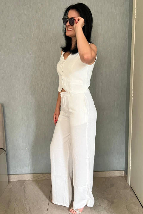 Calça Pantalona Alfaiataria Off White Luciana - comprar online