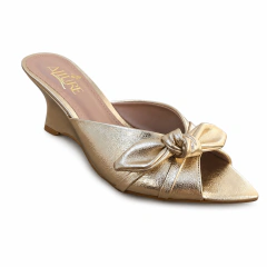 Tamanco Laço Ouro Light Anabela - Allure