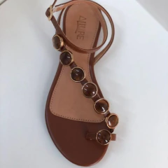 Sandália Rasteira Allure Marrom com Pedras - comprar online