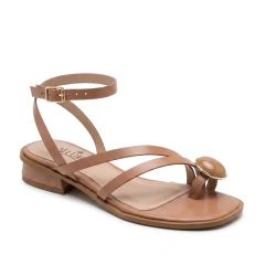 Sandália Rasteira Allure Cappuccino com Aplicação Orgânica - comprar online