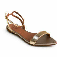 Sandália Rasteira Allure Bico Folha Ouro Light - Allure