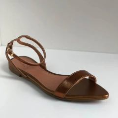Sandália Rasteira Allure Bico Folha Bronze Metalizado - Allure