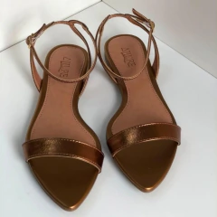 Sandália Rasteira Allure Bico Folha Bronze Metalizado
