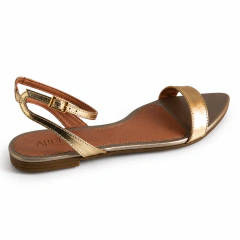 Sandália Rasteira Allure Bico Folha Ouro Light - loja online