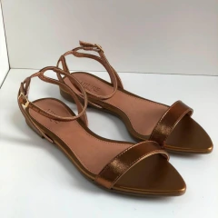 Imagem do Sandália Rasteira Allure Bico Folha Bronze Metalizado