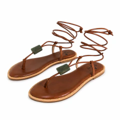 Sandália Rasteira Allure Amarração com Pedra Verde - comprar online