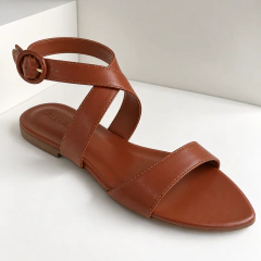 Sandália Rasteira Allure Caramelo com Tiras Cruzadas - comprar online