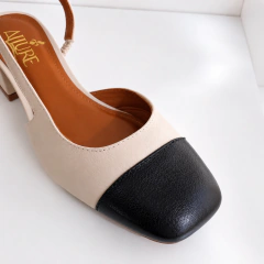 Slingback Allure Preto e Branco – Salto 5 cm