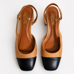 Slingback Allure Preto e Palha – Salto 5 cm - loja online