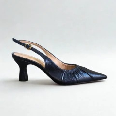 Scarpin Slingback Franzido Preto - Allure na internet