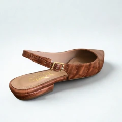 Slingback Maxi Croco Caramelo - Allure