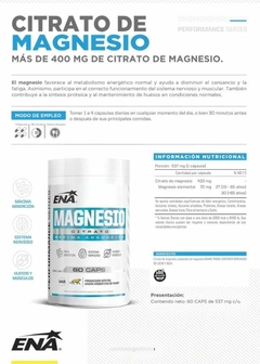 Citrato De Magnesio Cápsulas Ena Sport - 60 Caps Sabor Sin sabor - comprar online