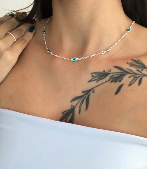 Colar Tiff Zircônias Turquesa - comprar online