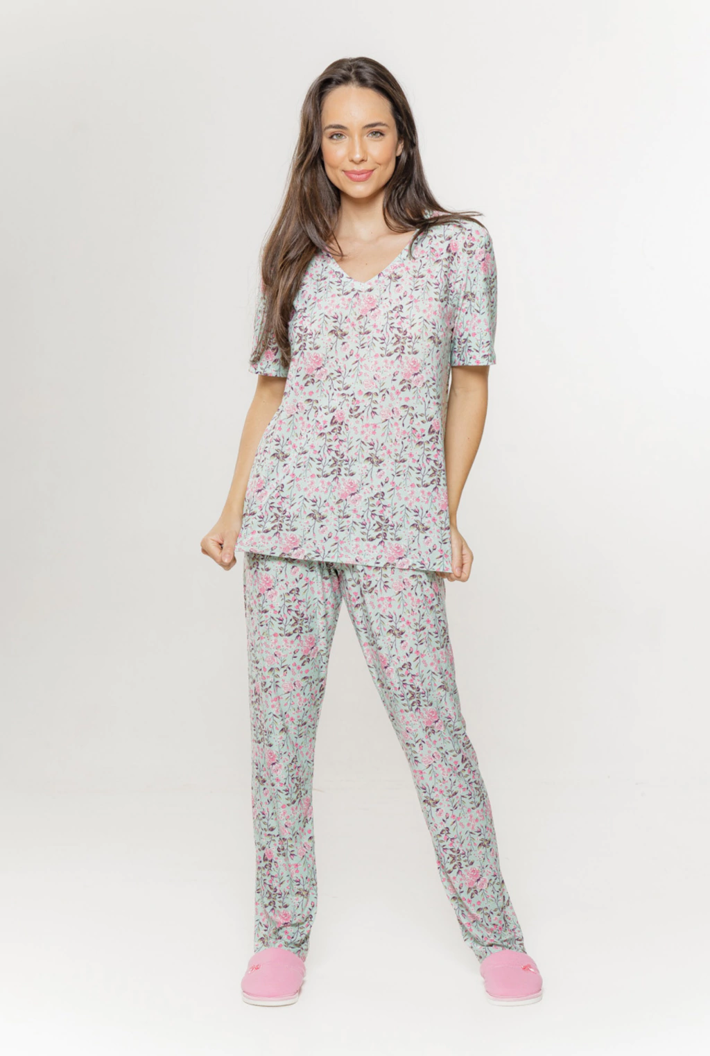 PIJAMA MANGA CURTA COM CALÇA LUNA