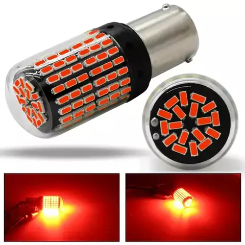 Par de lâmpadas 2 polos vermelha (144 leds cada) - modelo bay15d 1157