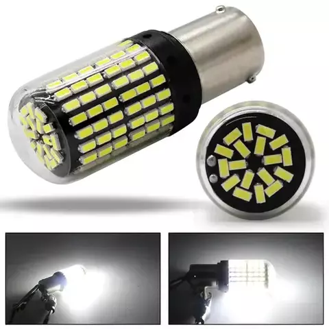 Par de lâmpadas 1 polo branca (144 leds cada) - modelo ba15s 1156 P21W