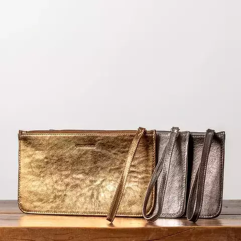 Flat de Couro Metalizado