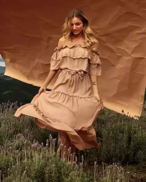 Vestido Camadas Bege Eva