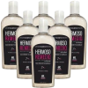 Paquete de seis botellas de shampoo Hermoso Remedio para el crecimiento capilar y combate de la caída del cabello, formulado para mujeres.