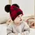 Chapéu de Natal pai-filho com grande pompom, gorro de malha, gorro infantil