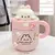 Caneca térmica de urso kawaii, copo de café isolado para bebidas quentes