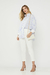 Camisa Listrada Azul Clara e Branca com Manga Detalhe Branco - loja online