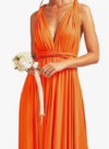 Vestido longo, várias formas de uso - Laranja