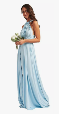 Vestido longo, várias formas de uso - Azul Claro na internet
