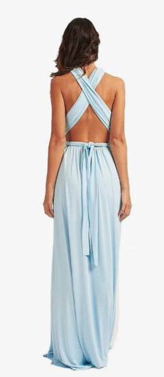 Vestido longo, várias formas de uso - Azul Claro - Estilo Márcia