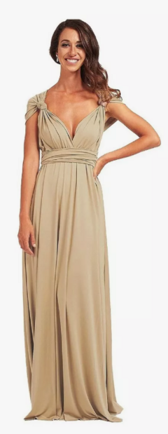 Vestido longo, várias formas de uso - Nude - Estilo Márcia