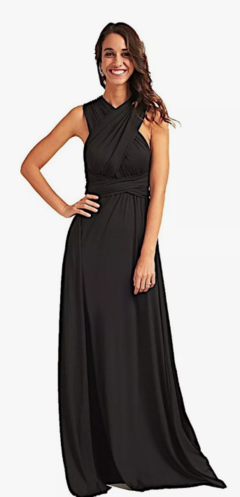 Vestido longo, várias formas de uso - Preto na internet