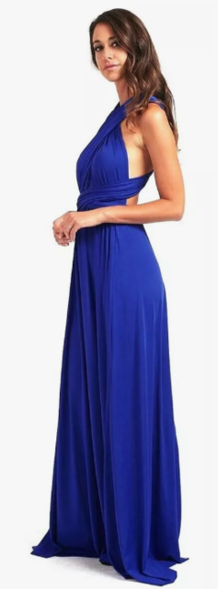 Vestido longo, várias formas de uso - Azul Royal - Estilo Márcia