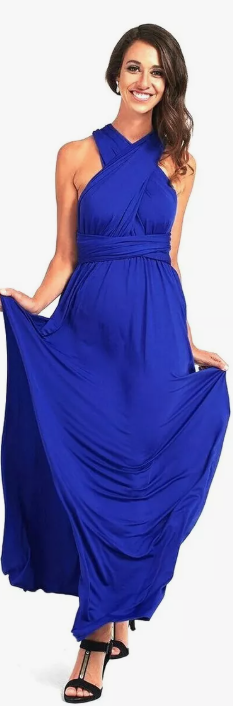 Vestido longo, várias formas de uso - Azul Royal na internet