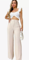 Calça Pantalona Duna, Com Botão Frontal E Bolsos Laterais