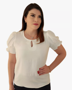 Blusa Manga Bufante Princesa Social Feminina Off White