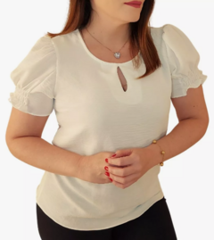 Blusa Manga Bufante Princesa Social Feminina Off White na internet