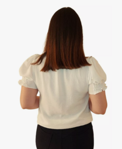 Blusa Manga Bufante Princesa Social Feminina Off White - Estilo Márcia