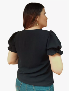 Blusa Manga Bufante Princesa Social Feminina Preta - loja online