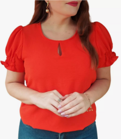 Blusa Manga Bufante Princesa Social Feminina - Laranja - comprar online
