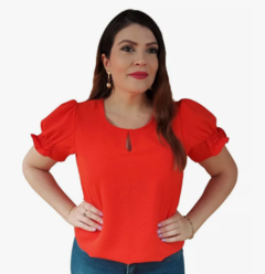 Blusa Manga Bufante Princesa Social Feminina - Laranja na internet