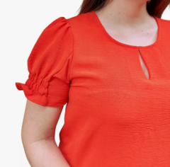 Blusa Manga Bufante Princesa Social Feminina - Laranja - Estilo Márcia