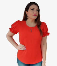 Blusa Manga Bufante Princesa Social Feminina - Laranja - loja online