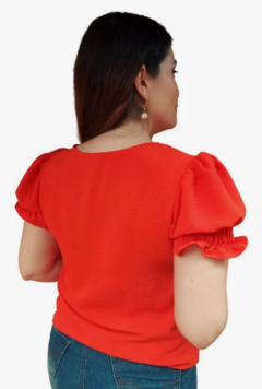 Imagem do Blusa Manga Bufante Princesa Social Feminina - Laranja