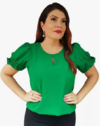 Blusa Manga Bufante Princesa Social Feminina - Verde - comprar online