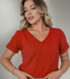 Blusa Feminina Social Duna Decote V Manga Curta - Vermelha - comprar online