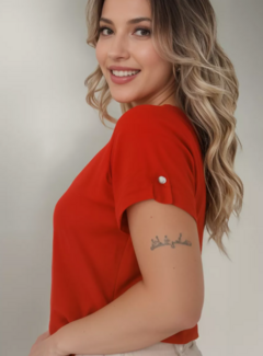 Blusa Feminina Social Duna Decote V Manga Curta - Vermelha na internet