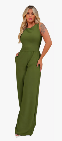 Macacão Feminino Longo Regata Duna Linha Premium - Verde Limitar - comprar online