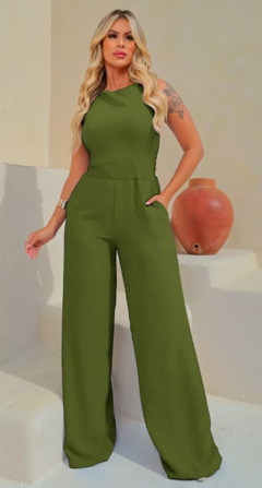 Macacão Feminino Longo Regata Duna Linha Premium - Verde Limitar